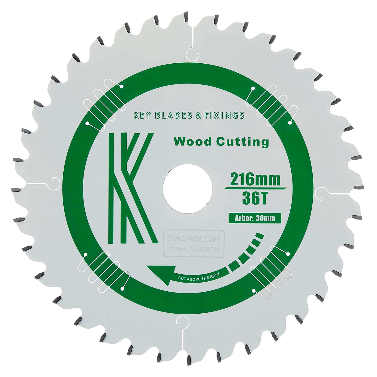 216mm x 30mm x 2.4mm 36T ATB (Neg Rake) Festool KS60 Circular Saw Blade - 2501 - Bedrooms Plus