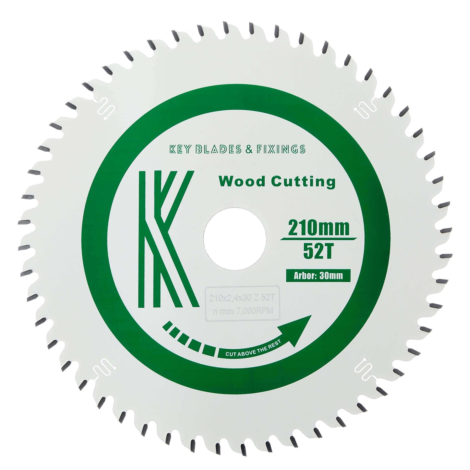 210mm x 30mm x 2.4mm 52 Tooth Track/Circular Circular Saw Blade - 2402