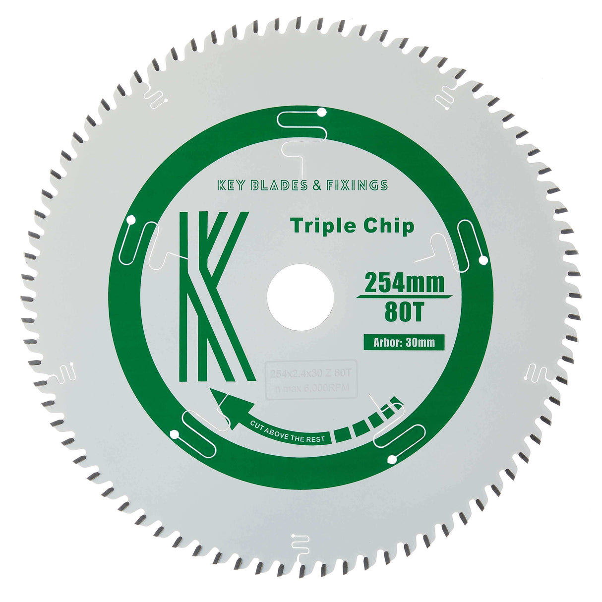 254mm x 30mm x 2.4mm 80 Tooth Triple Chip (MFC & Laminates) 8254 Circular Saw Blade - Bedrooms Plus