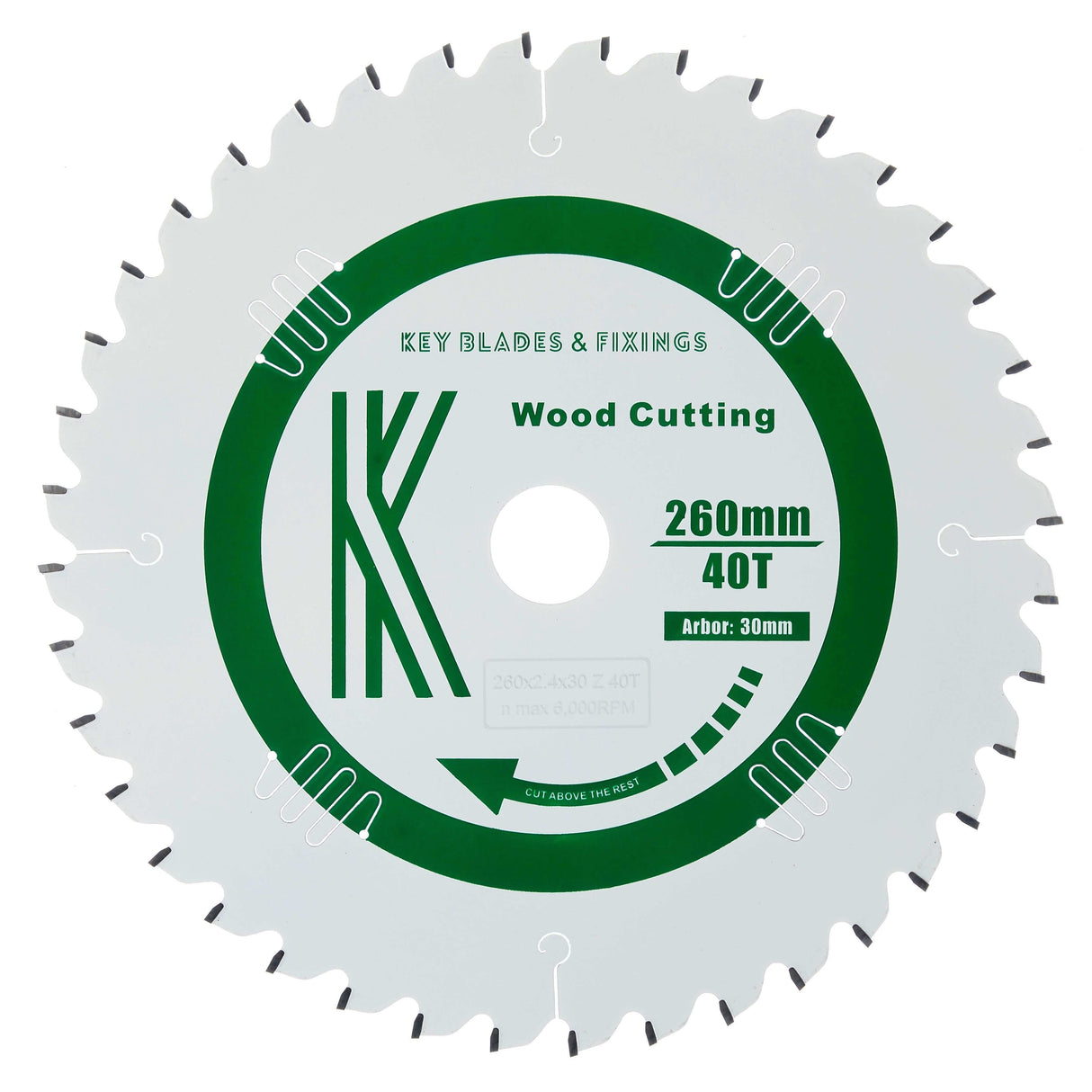 260mm x 30mm x 2.4mm 40 Tooth ATB (Neg Rake) Kapex KS120 Circular Saw Blade - 2601 - Bedrooms Plus