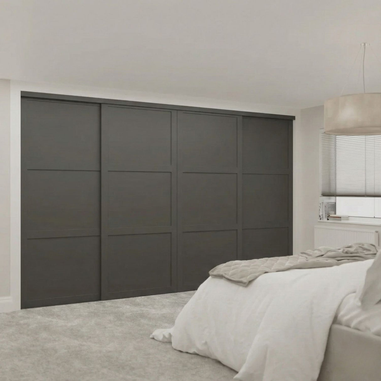 Kit de porte d'armoire coulissante Shaker blanc - Panneaux en bois blanc 2 portes - Fabriqué sur mesure