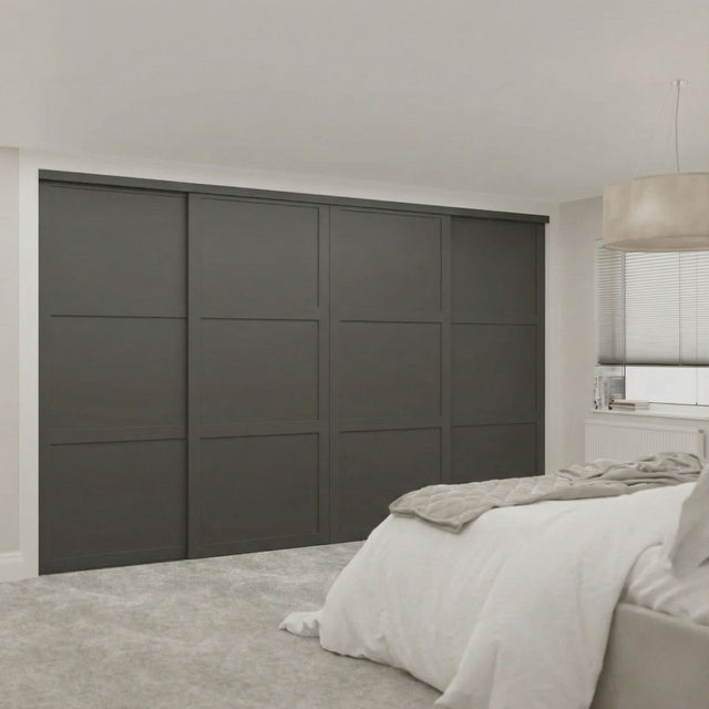 Kit de porte d'armoire coulissante Shaker blanc - Panneaux en bois blanc 2 portes - Fabriqué sur mesure