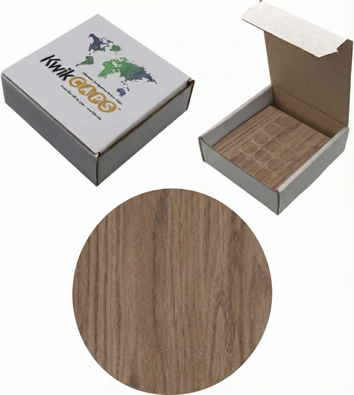KwikCaps Self Adhesive Screw Cover Caps - Grey Corbridge Oak / Finsa Roble Cooper (126) H3156 ST12