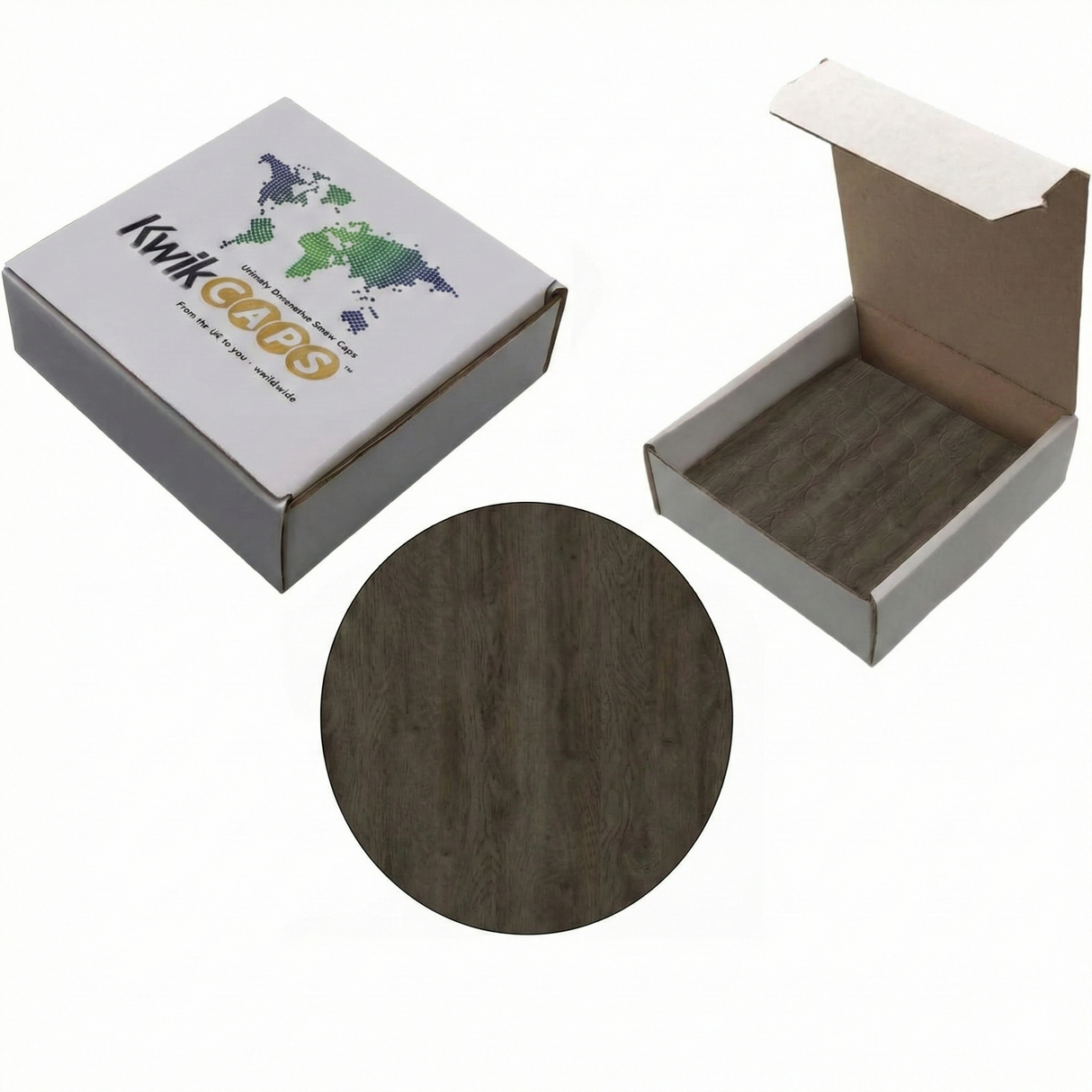 KwikCaps Self Adhesive Screw Cover Caps - Brown Fineline Metallic / Sepia Gladstone Oak (130) H3192 ST19 / H3342 TM12