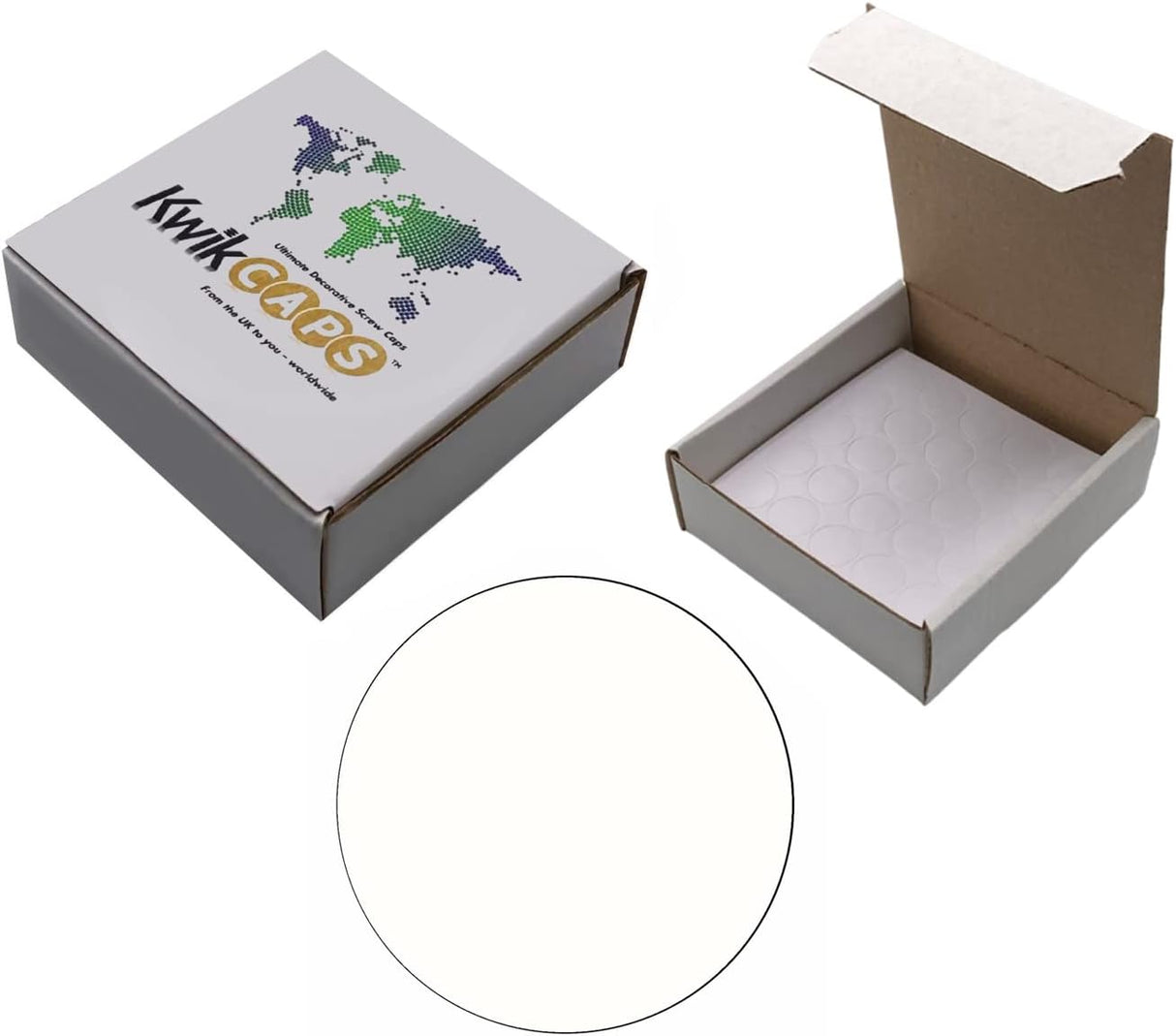 KwikCaps Self Adhesive Screw Cover Caps - Alpine White (318) W1100 ST9