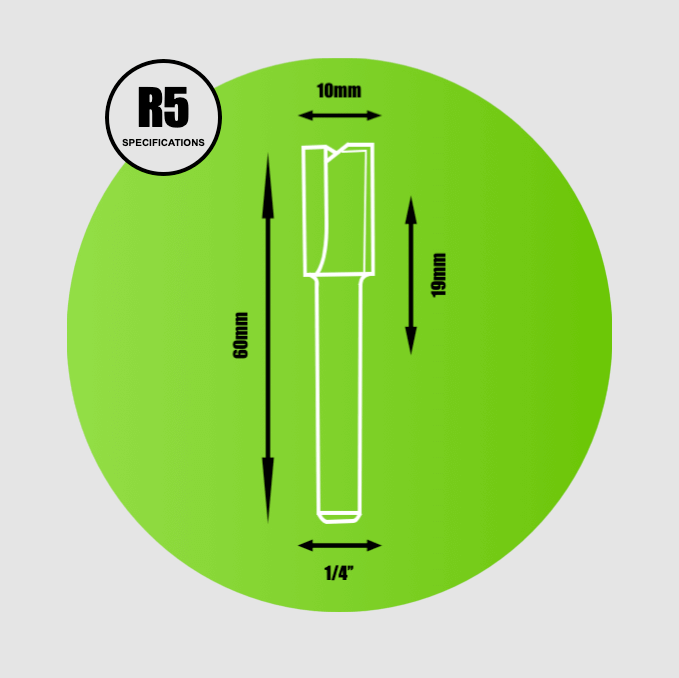 Key Blades Straight Router Cutter 1/4" x 10mm x 19mm - R5