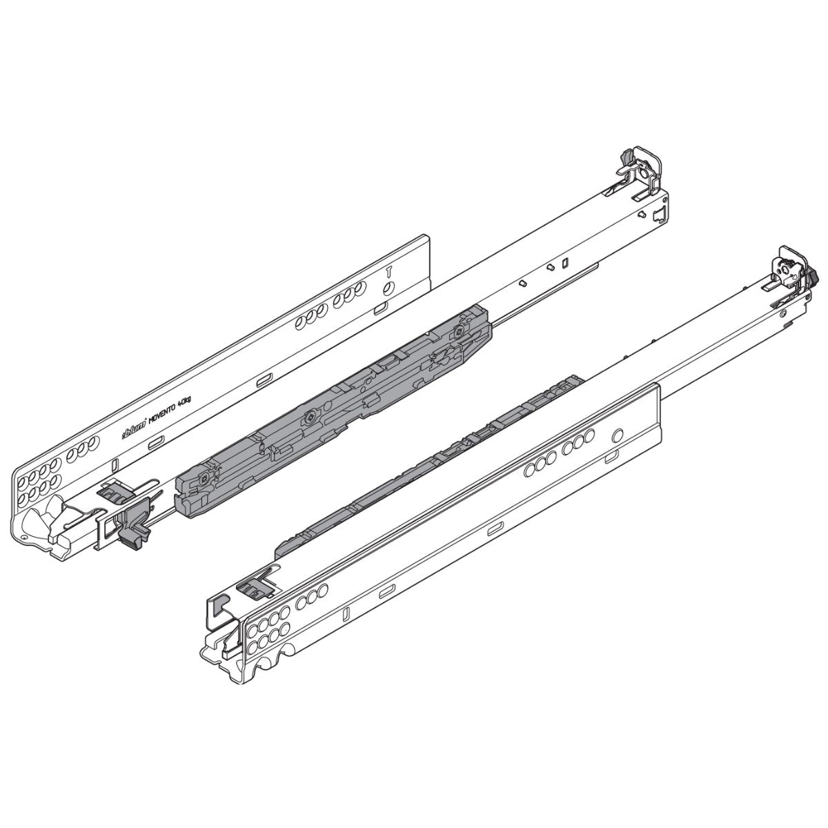 Blum 760H5000S Movento Blumotion Soft Close Drawer Runner - Full Extension 40KG 500mm - Locking Devices Included