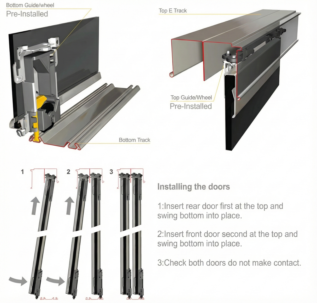 Shaker Sliding Wardrobe Door Kit Shorewood 2-Door Graphite Frame