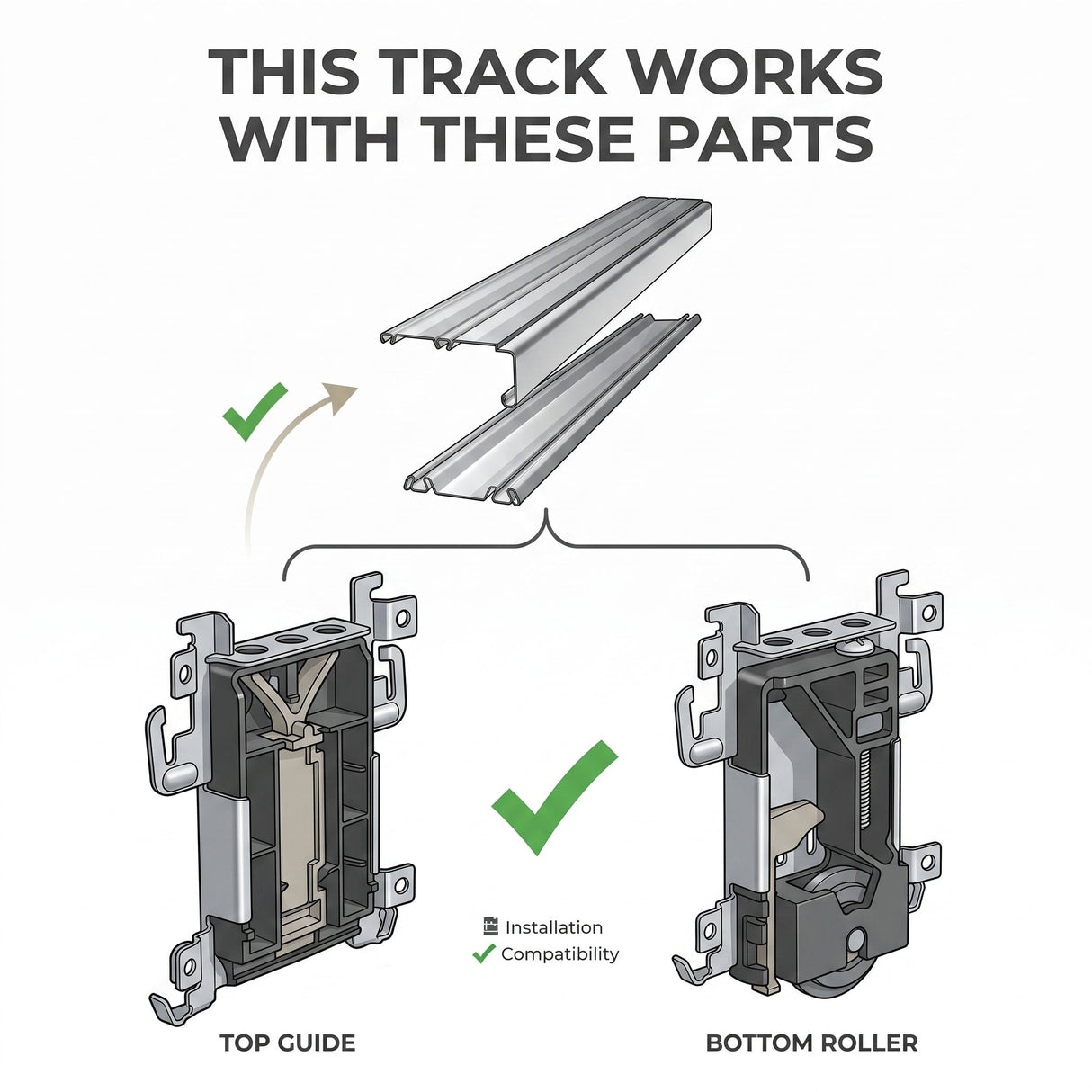 SpacePro J Track Set For Fixed Size Doors up to 1803mm