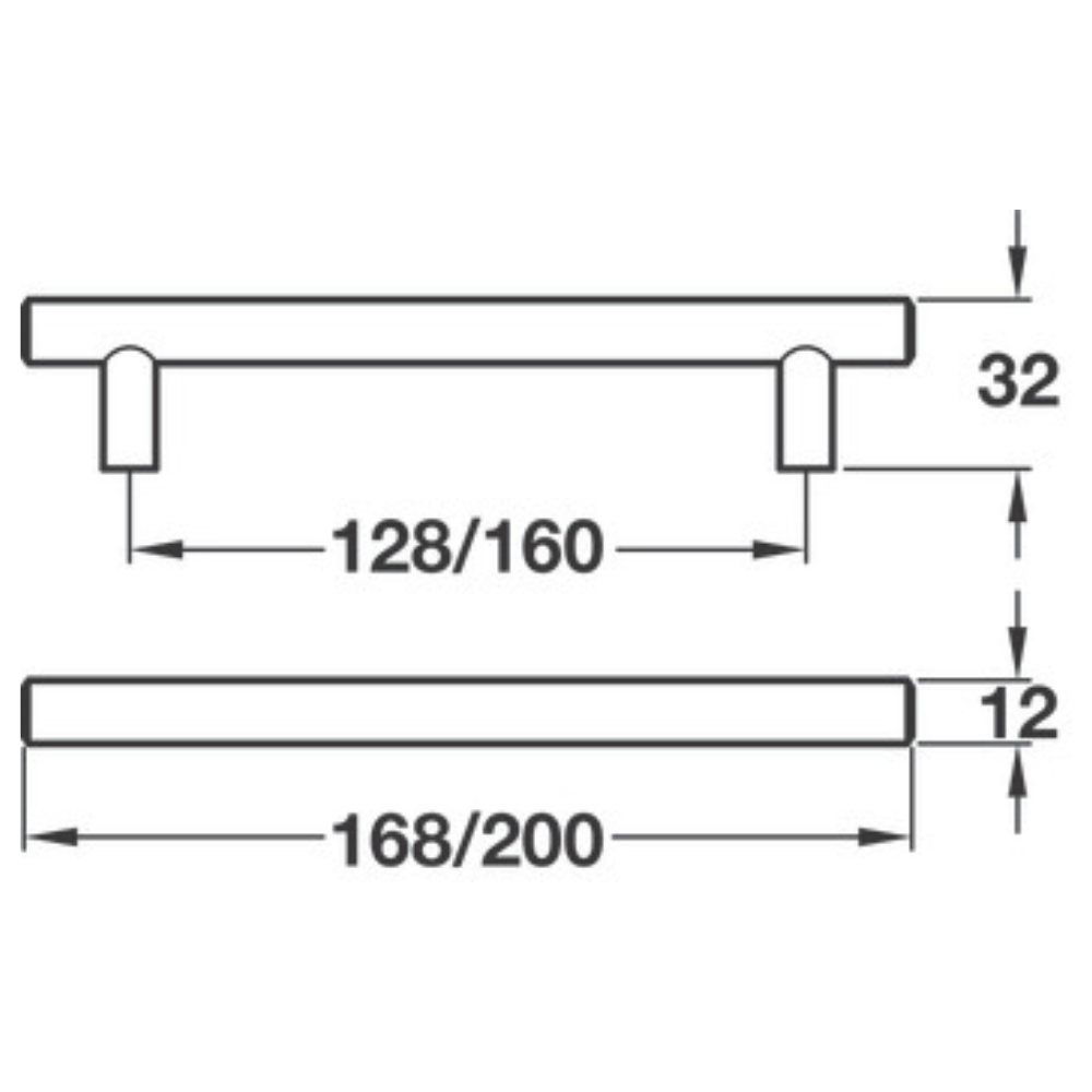 M4TEC Ballater D5 Black T-Bar Handle – Modern Cabinet, Cupboard & Door Handle