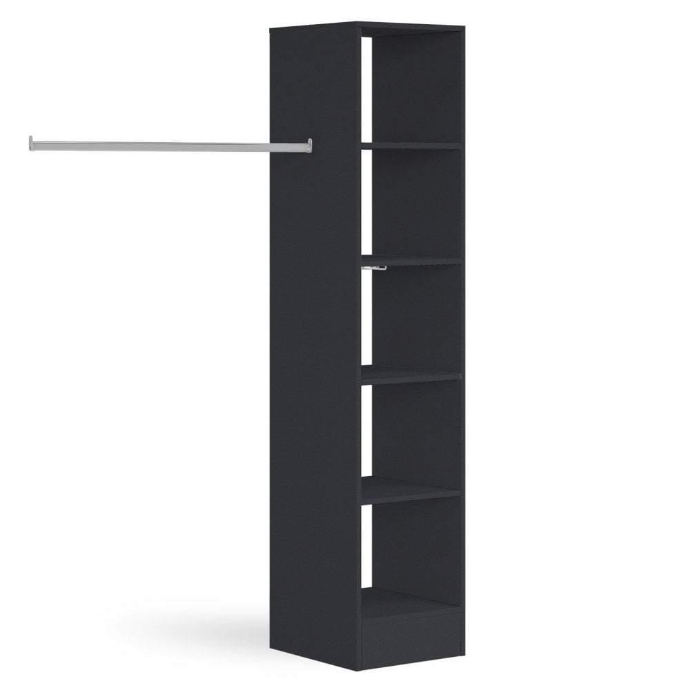 Black Wardrobe Shelving Unit with 5 Shelves and Hanging Bars - Bedrooms Plus