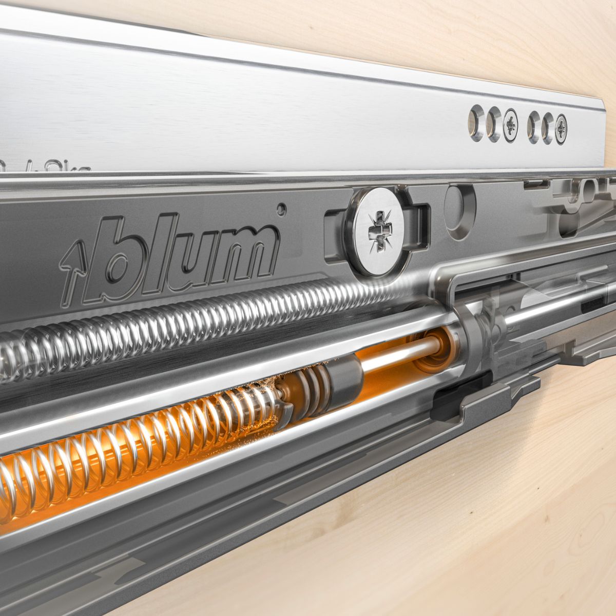 Blum 760H4000S Movento Blumotion Soft Close Drawer Runner - Full Extension 40KG 400mm - Locking Devices Included - Bedrooms Plus