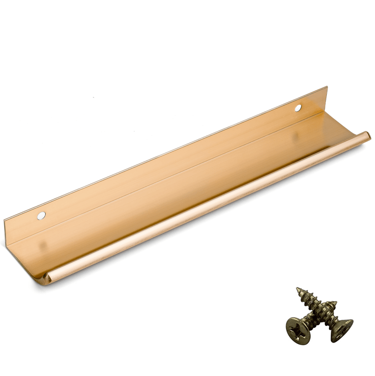 Brushed Brass Aluminium Cabinet Handle – Modern Cupboard, Drawer & Door Pull (Pack of 10) - Bedrooms Plus