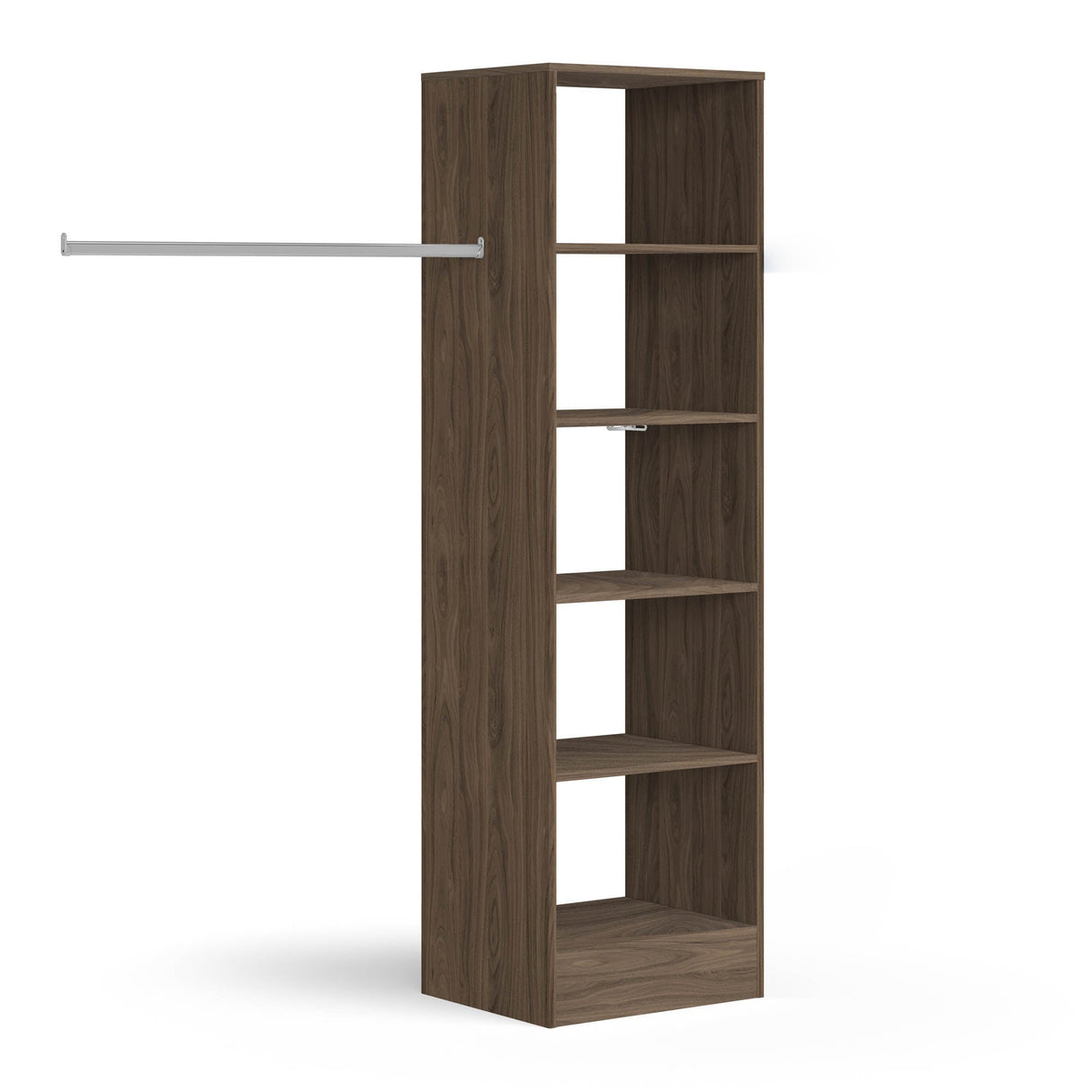 Carini Walnut Wardrobe Shelving Unit with 5 Shelves and Hanging Bars - Bedrooms Plus