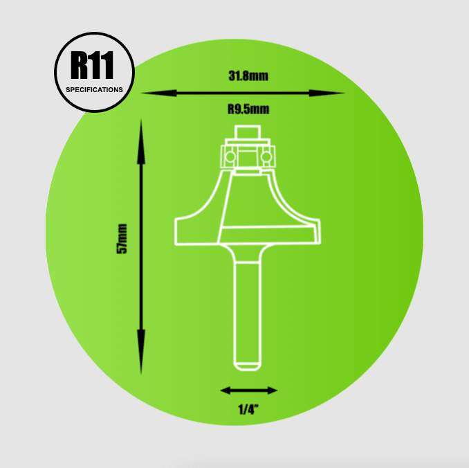 Key Blades 1/4" Rounding Over Router Cutter 9.5mm Radius - R11 - Bedrooms Plus
