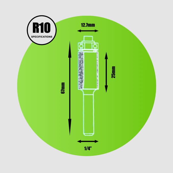 Key Blades Bottom Bearing Cutter 1/4" x 12mm x 25.4mm - R10 - Bedrooms Plus