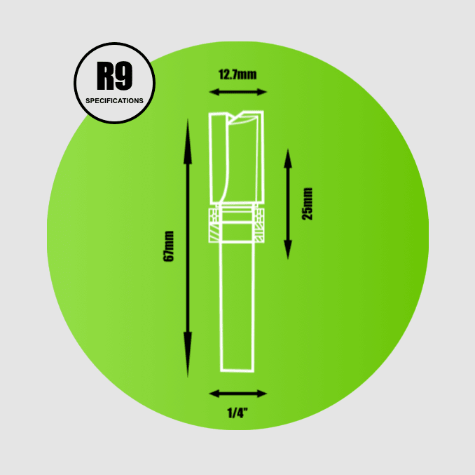 Key Blades Router Cutter 1/4" x 12mm x 25.4mm Top Bearing Cutter - R9 - Bedrooms Plus