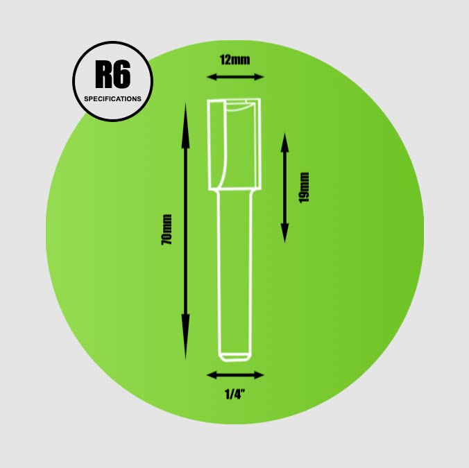 Key Blades Straight Router Cutter 1/4" X 12MM X 19MM (70MM Long) - R6 - Bedrooms Plus