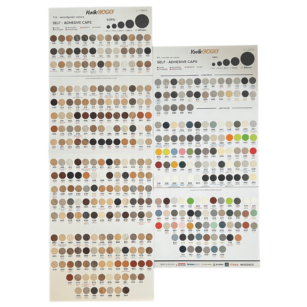 KwikCaps A4 Fold Out Sample Sheet - Bedrooms Plus