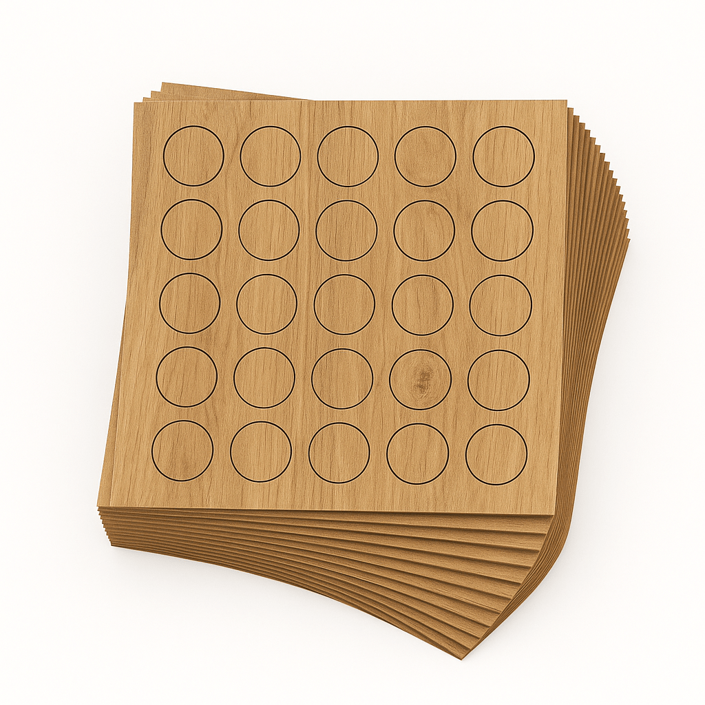 KwikCaps Self Adhesive Screw Cover Caps - Natural Pacific Walnut / Natural Tossini Elm / Finsa Roble Denver 84V (124) H3700 ST10 / H1213 ST33 - Bedrooms Plus