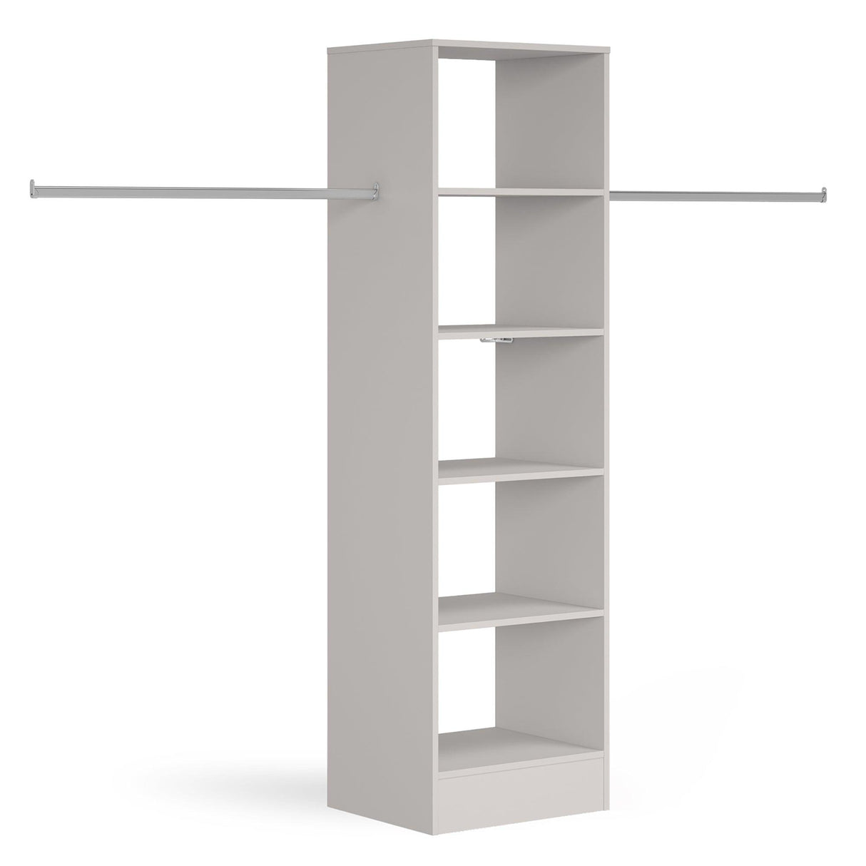 Light Grey Wardrobe Shelving Unit with 5 Shelves and Hanging Bars - Bedrooms Plus