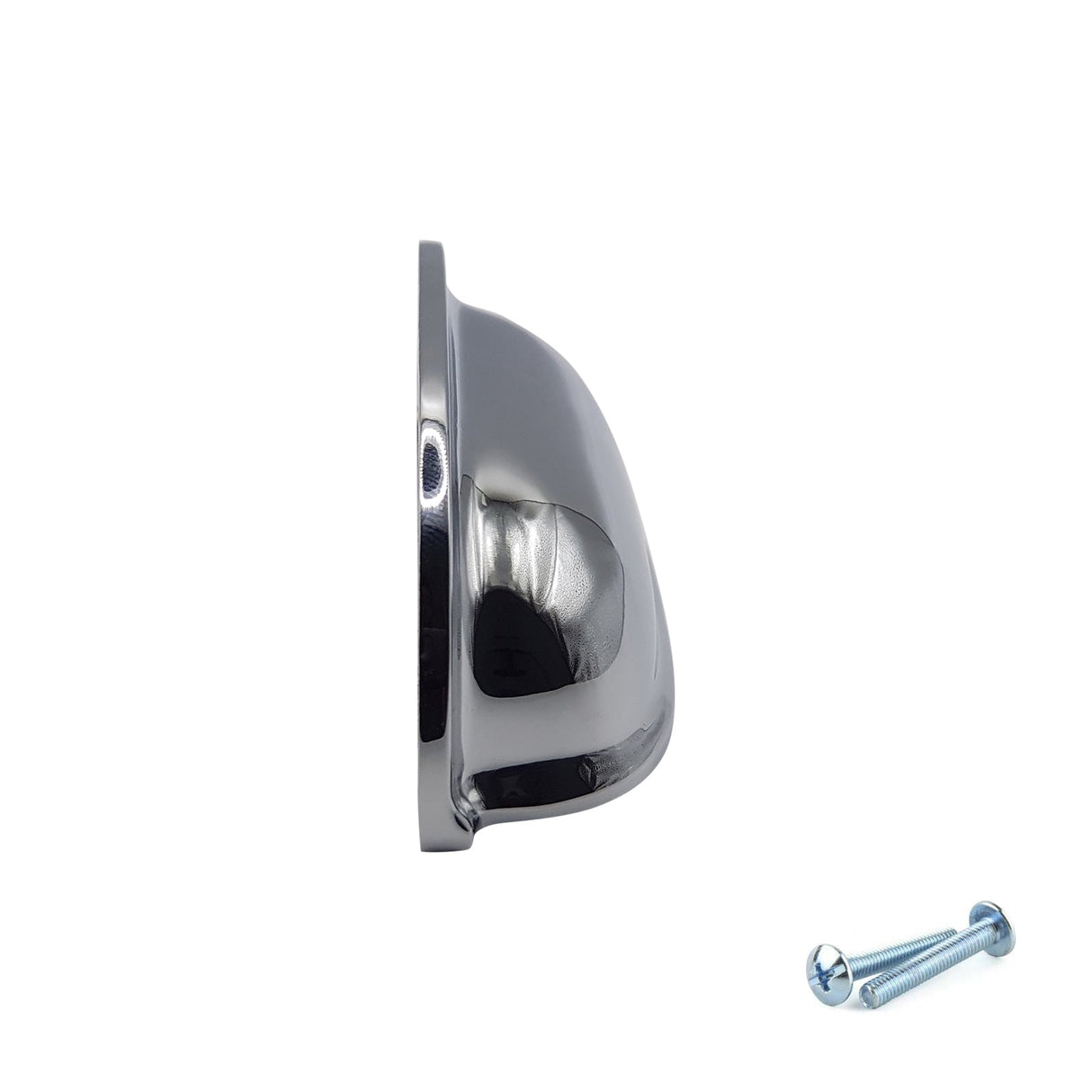 M4TEC 64mm Polished Chrome Cup Handle - High Shine Zinc Kitchen Cabinet & Drawer Pull (VG5 Series) - Bedrooms Plus