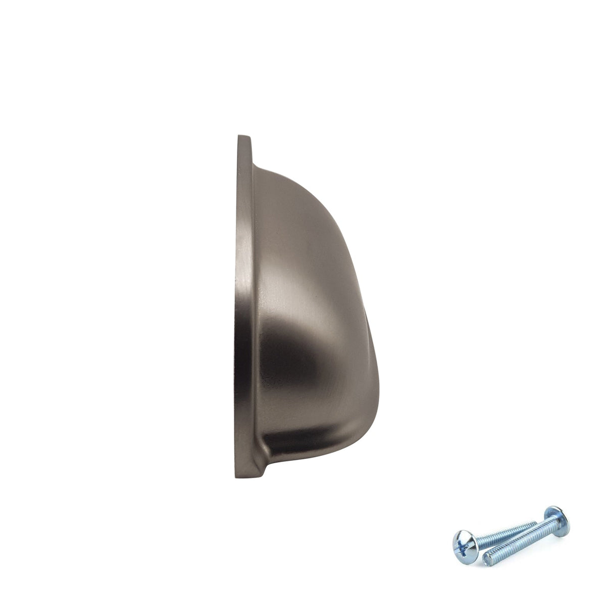 M4TEC 77mm Brushed Nickel Cup Handle - Modern Zinc Kitchen Cabinet & Drawer Pull (VG6 Series) - Bedrooms Plus