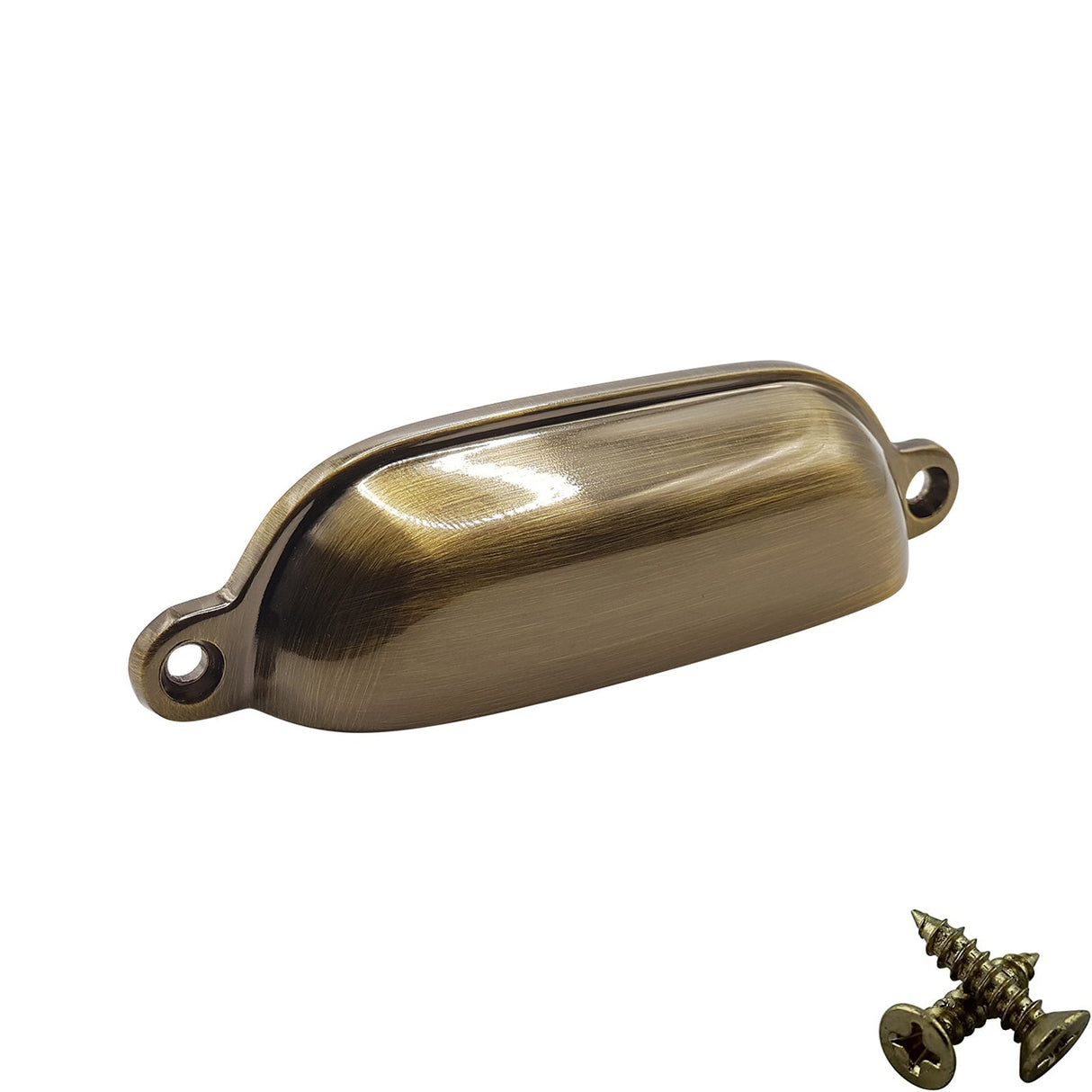 M4TEC 96mm Antique Brass Cup Handle - Kitchen Cabinet & Drawer Pull (VG4 Series) - Bedrooms Plus