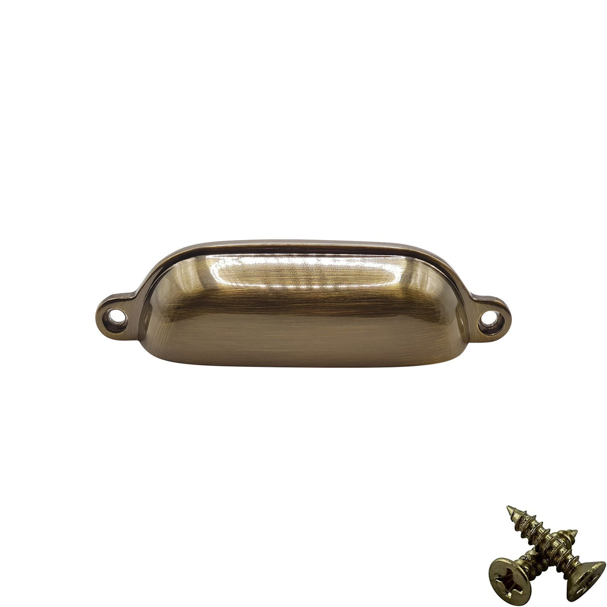 M4TEC 96mm Antique Brass Cup Handle - Kitchen Cabinet & Drawer Pull (VG4 Series) - Bedrooms Plus