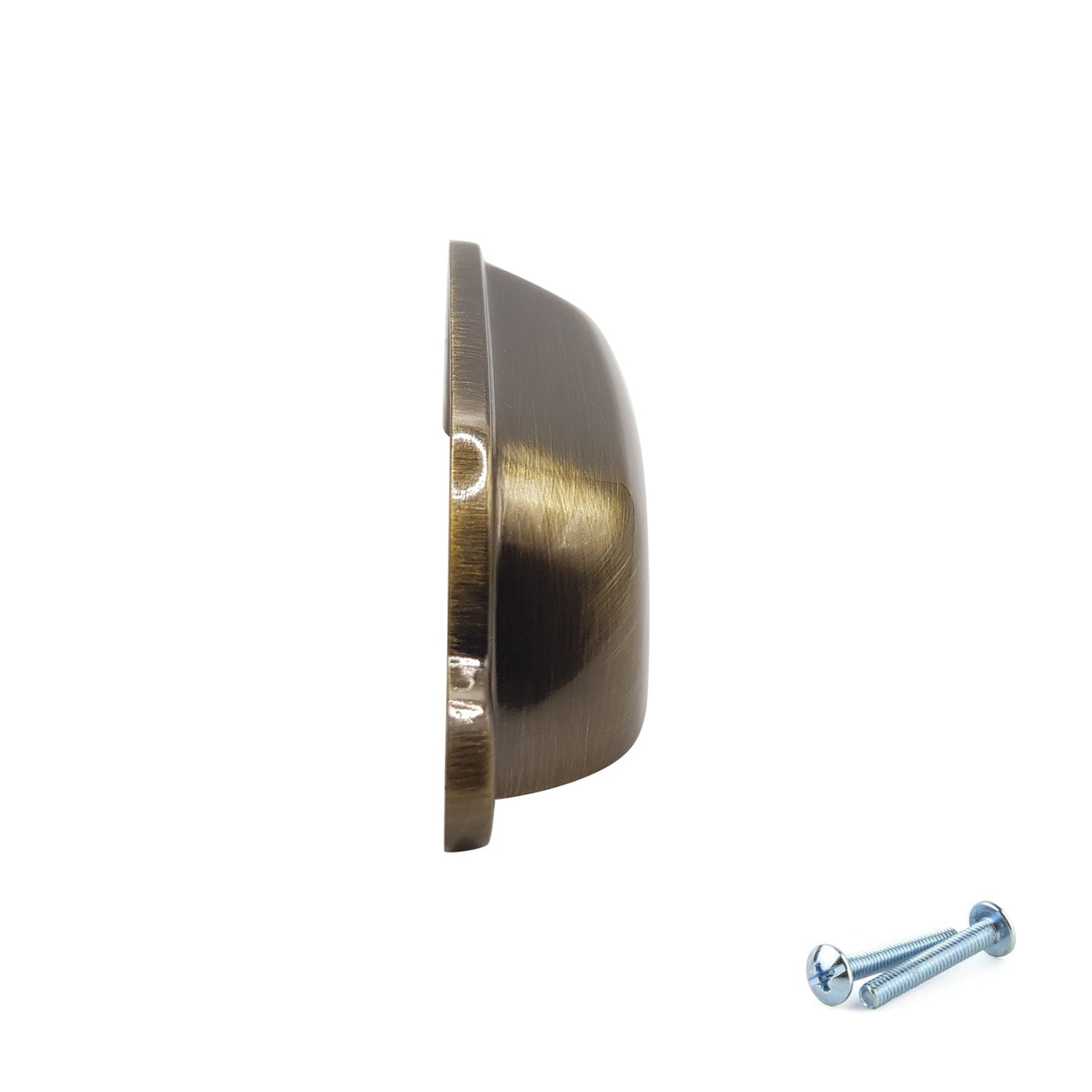 M4TEC 96mm Antique Brass Cup Handle - Kitchen Cabinet & Drawer Pull (VG4 Series) - Bedrooms Plus