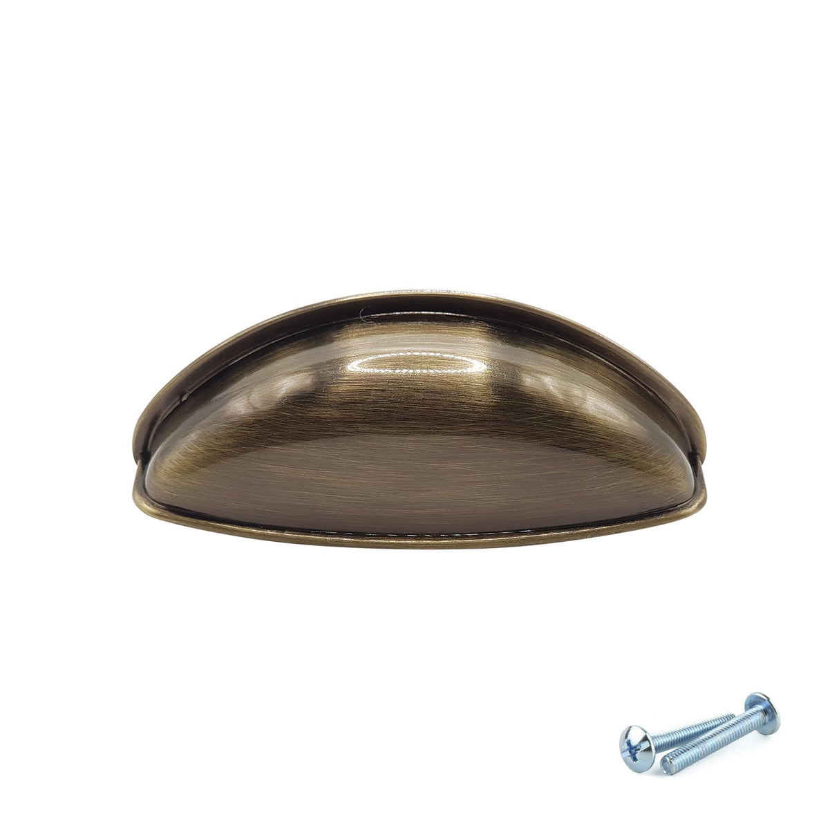 M4TEC Antique Brass Cup Handle – 79mm Brushed Brass Drawer & Cabinet Pull (VG3 Series) - Bedrooms Plus