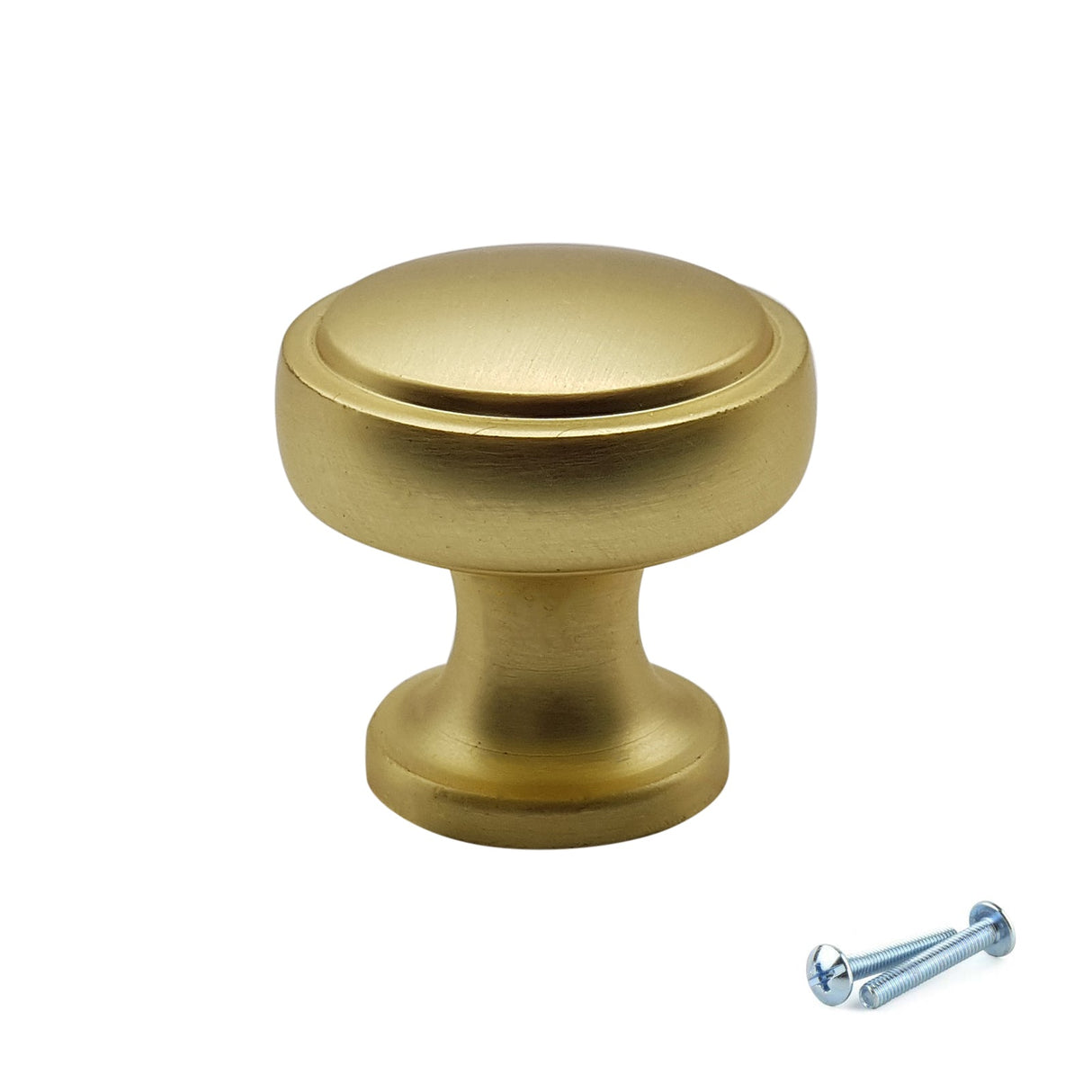M4TEC Brushed Brass Flat Disc Knob Handle – VG7 Series (28mm Cabinet, Drawer & Cupboard Knob) - Bedrooms Plus
