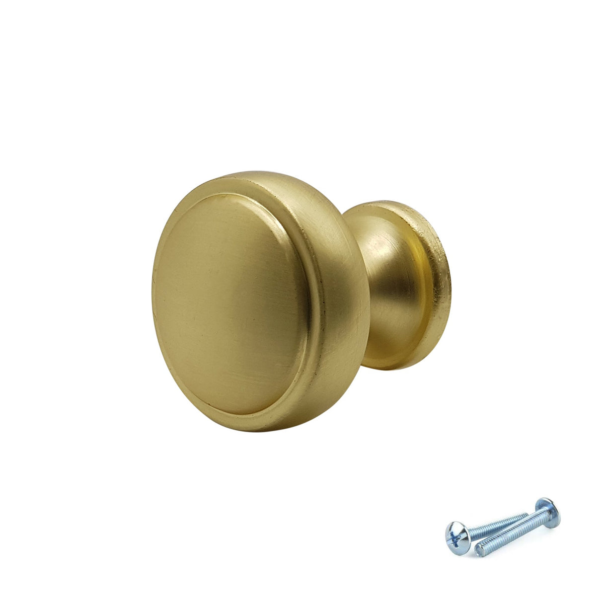 M4TEC Brushed Brass Flat Disc Knob Handle – VG7 Series (28mm Cabinet, Drawer & Cupboard Knob) - Bedrooms Plus