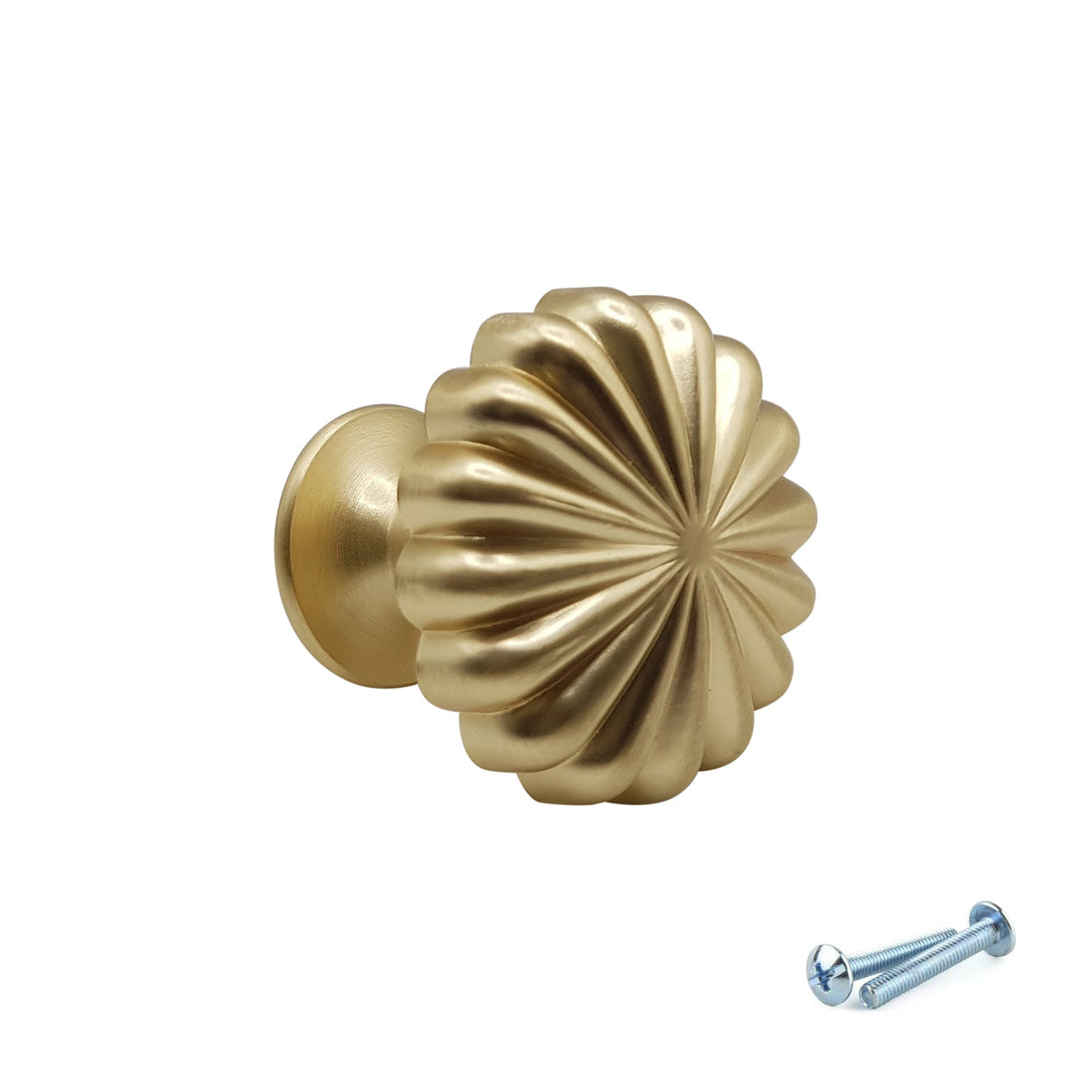 M4TEC Brushed Brass Fluted Knob Handle – VH3 Series (30mm Cabinet, Drawer & Cupboard Knob) - Bedrooms Plus