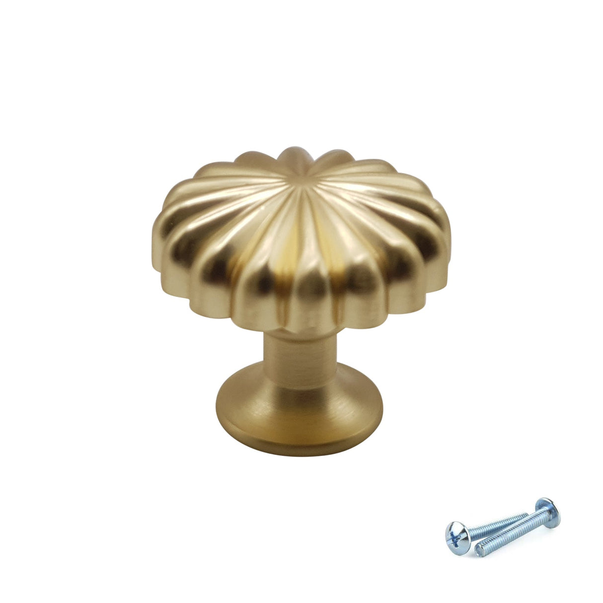M4TEC Brushed Brass Fluted Knob Handle – VH3 Series (30mm Cabinet, Drawer & Cupboard Knob) - Bedrooms Plus