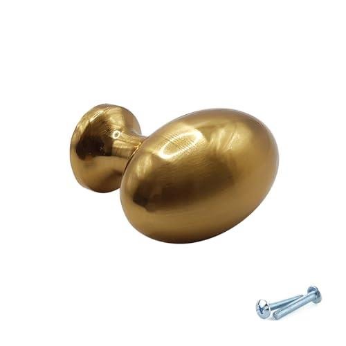 M4TEC Brushed Brass Oval Knob Handle – VG8 Series (36mm Cabinet, Drawer & Cupboard Knob) - Bedrooms Plus
