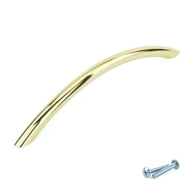 M4TEC Craignure O5 Polished Brass Bow Cupboard Door Handle – 128mm Hole Centres - Bedrooms Plus