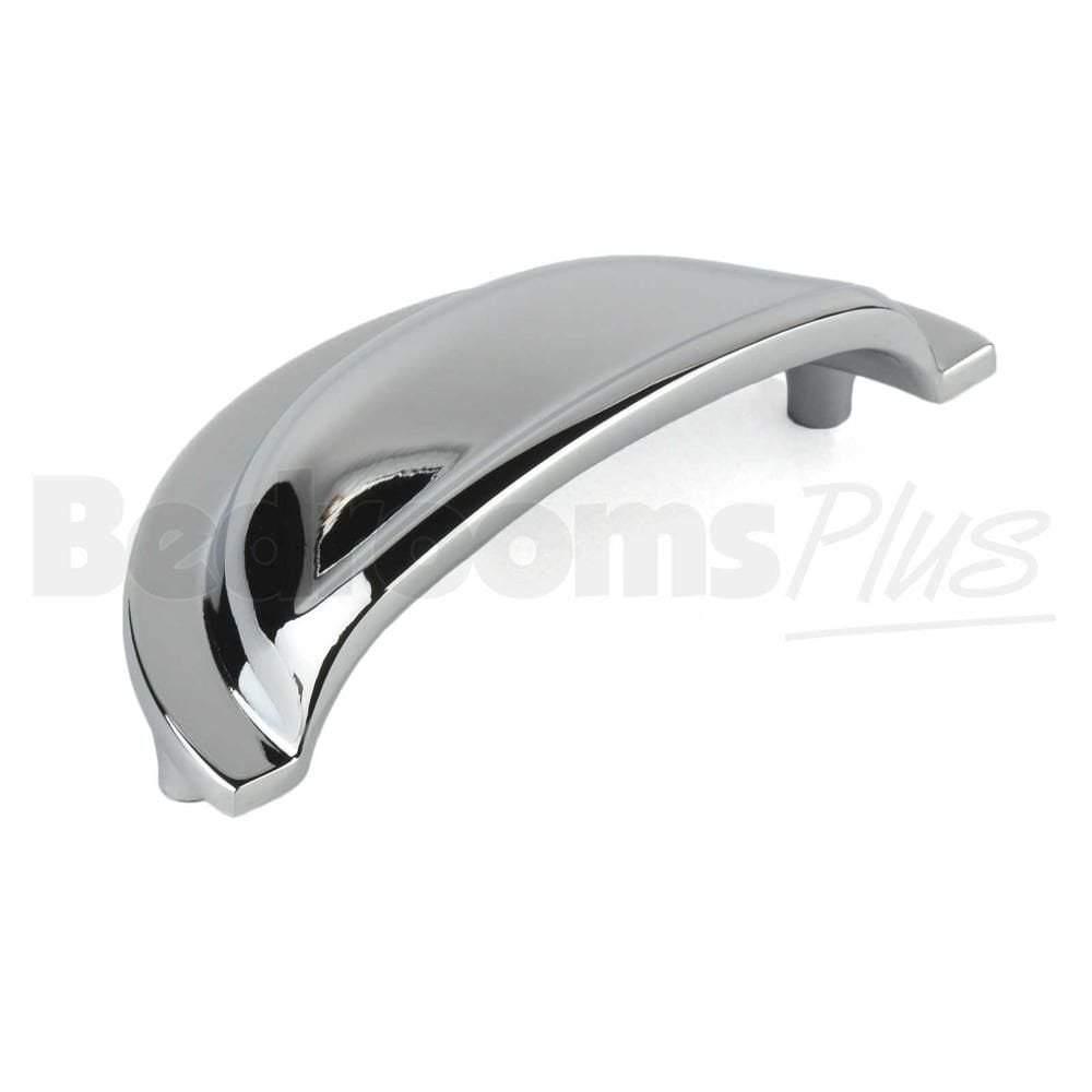 M4TEC Cromarty D8 Chrome Cup Drawer Pull Handle – Polished Cabinet & Cupboard Shell Handle (76mm Centres) - Bedrooms Plus