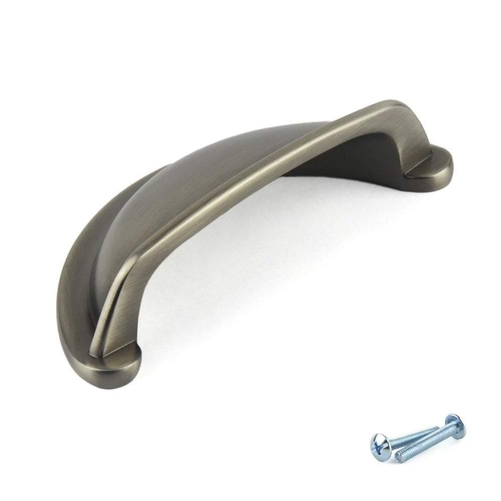 M4TEC Dalmally D7 Pewter Cup Drawer Pull Handle – Traditional Cabinet & Cupboard Shell Handle (76mm Centres) - Bedrooms Plus