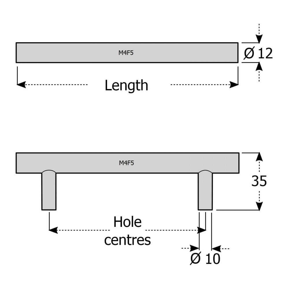 M4TEC Edderton T - Bar Handle – Chrome Cabinet, Cupboard & Door Handle (F5 Series) - Bedrooms Plus