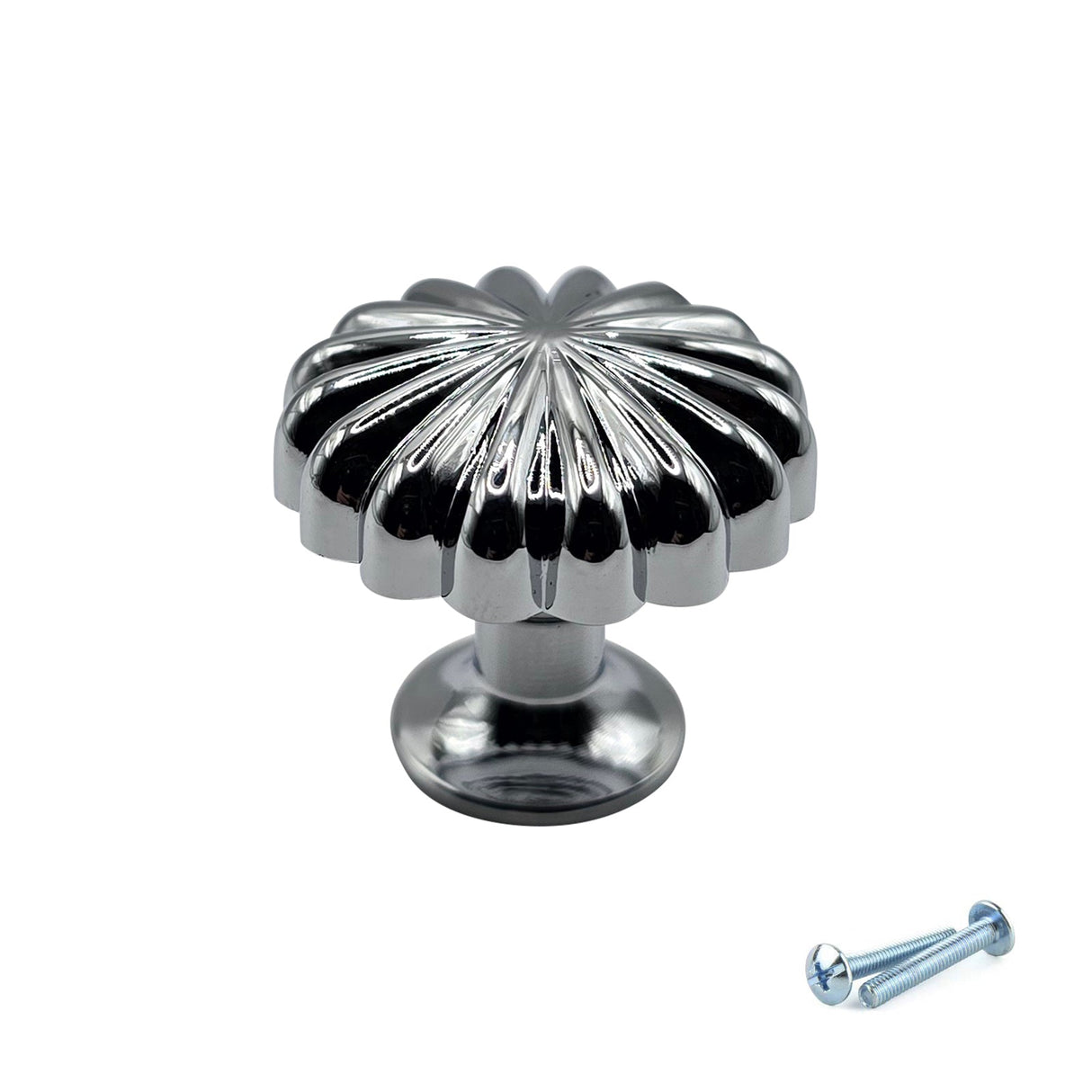 M4TEC Polished Chrome Fluted Knob Handle – VH3 Series (30mm Cabinet, Drawer & Cupboard Knob) - Bedrooms Plus