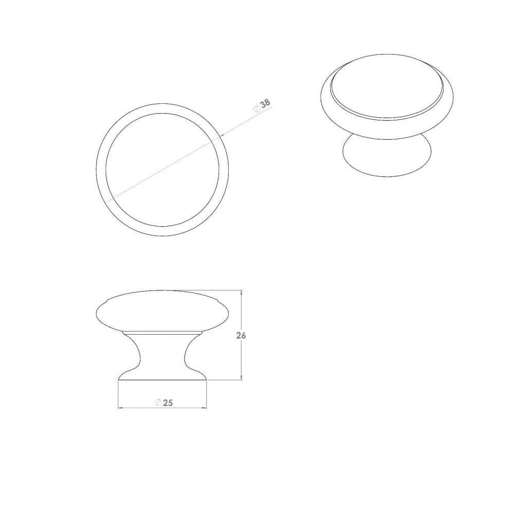 Polished Chrome Cupboard Knob Handle – M4TEC Braemar E3 - Bedrooms Plus