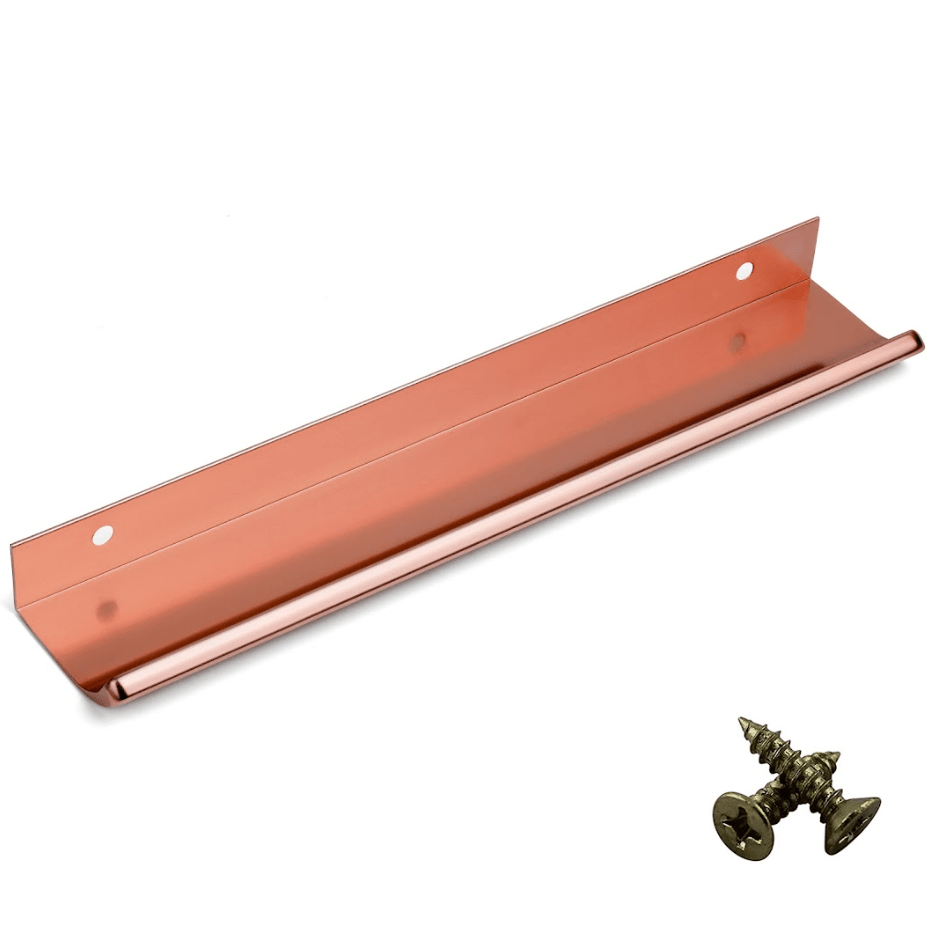 Rose Gold Aluminium Cabinet Handle – Modern Cupboard, Drawer & Door Pull (Pack of 10) - Bedrooms Plus