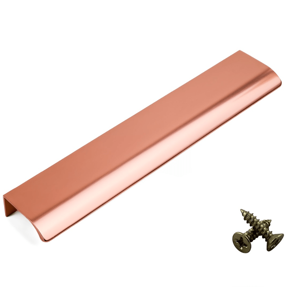 Rose Gold Aluminium Cabinet Handle – Modern Cupboard, Drawer & Door Pull (Pack of 10) - Bedrooms Plus