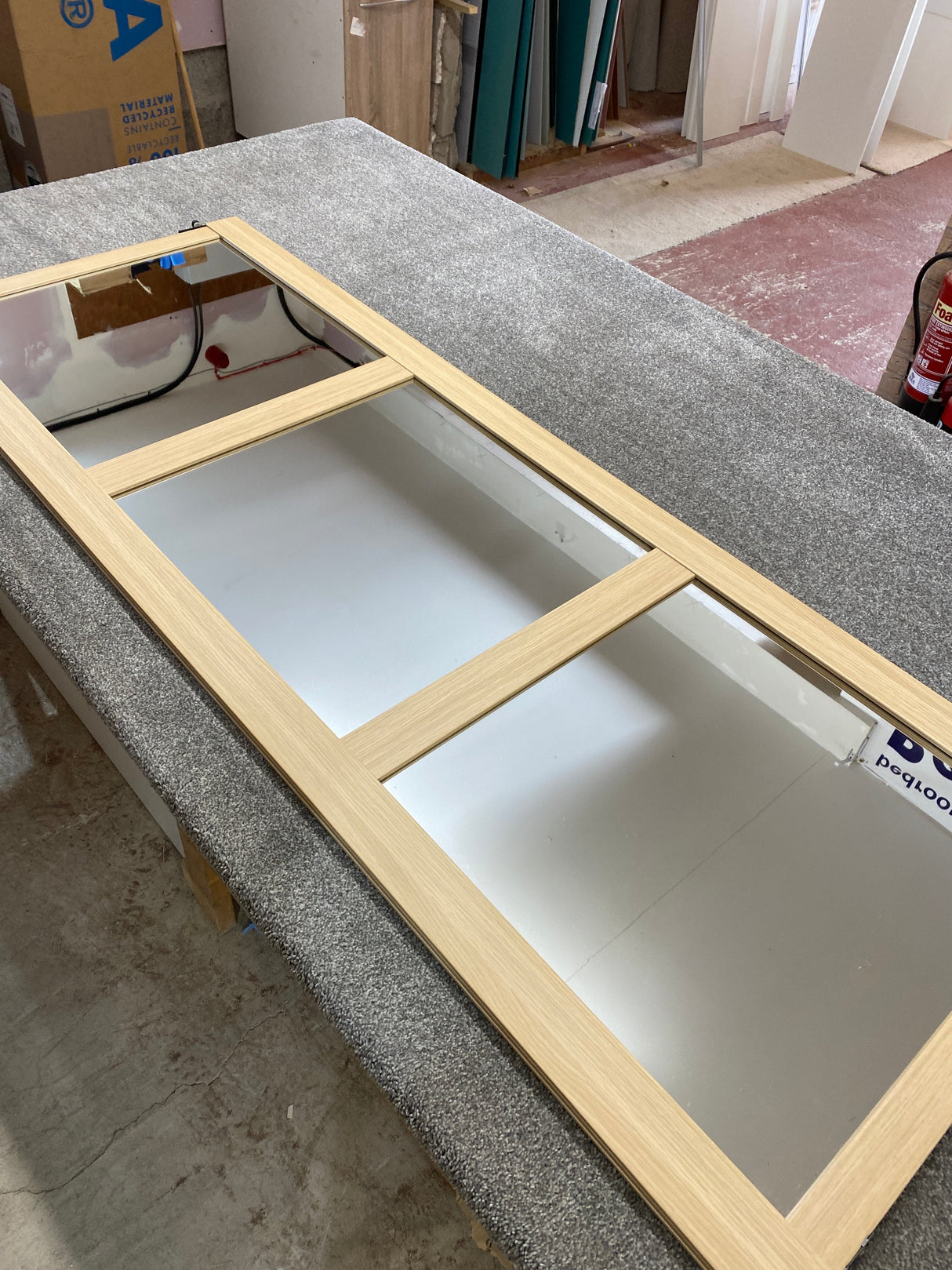 Shaker Mirror Sliding Door Wardrobe Kit 2 Panel with Light Oak Frame - Bedrooms Plus