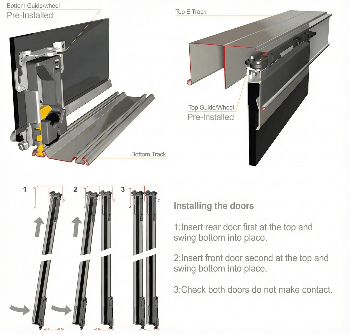 Shaker Mirror Sliding Door Wardrobe Kit 4 Panel with Light Oak Steel Frame - Bedrooms Plus
