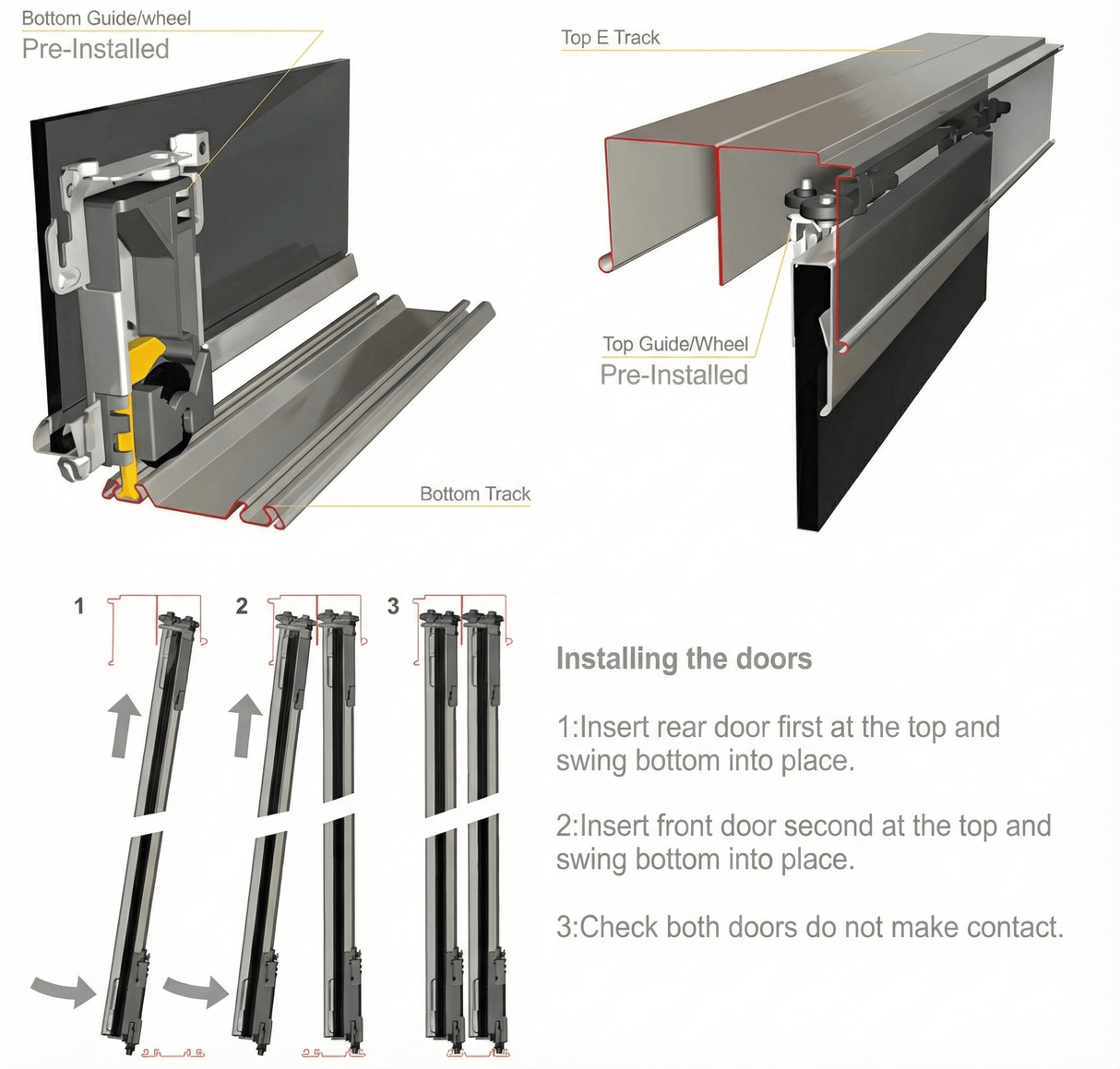Shaker Mirror Sliding Door Wardrobe Kit 4 Panel with Light Oak Steel Frame - Bedrooms Plus