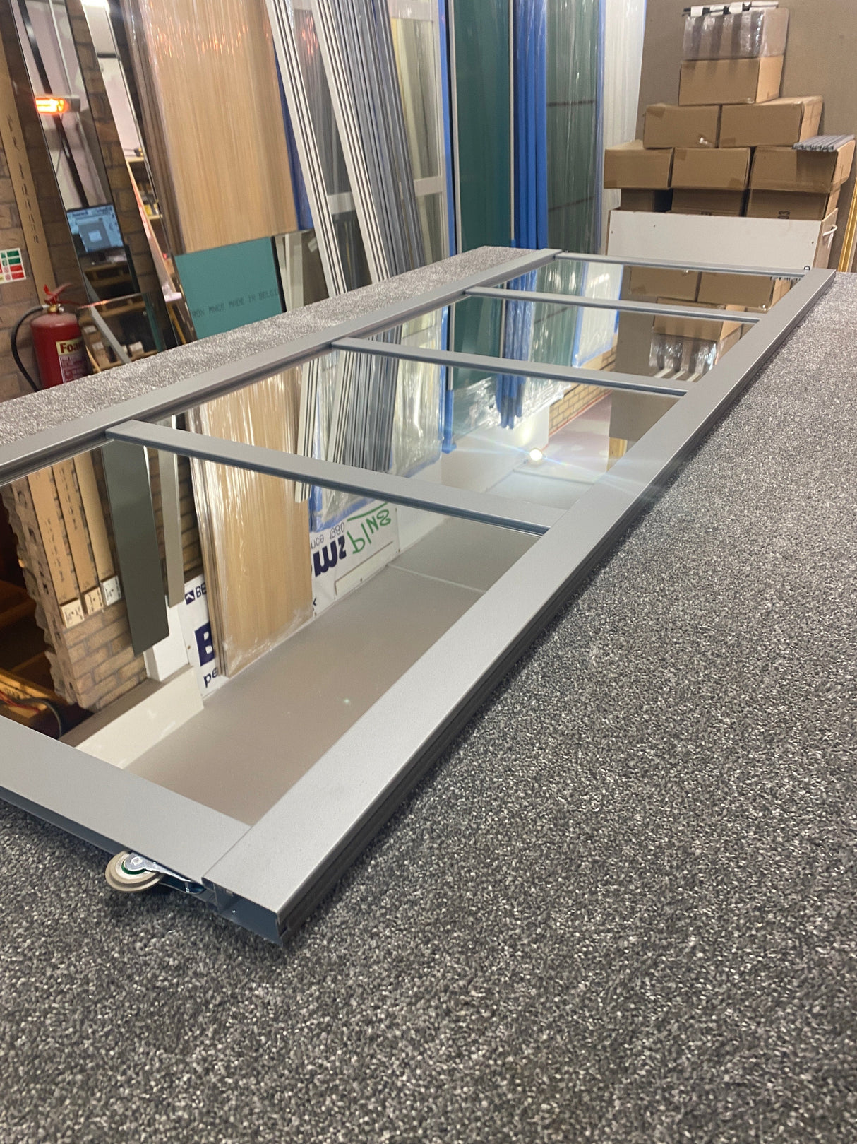 Shaker Mirror Sliding Door Wardrobe Kit Mirror 4 Panel with Dust Grey Luxe Frame - Bedrooms Plus