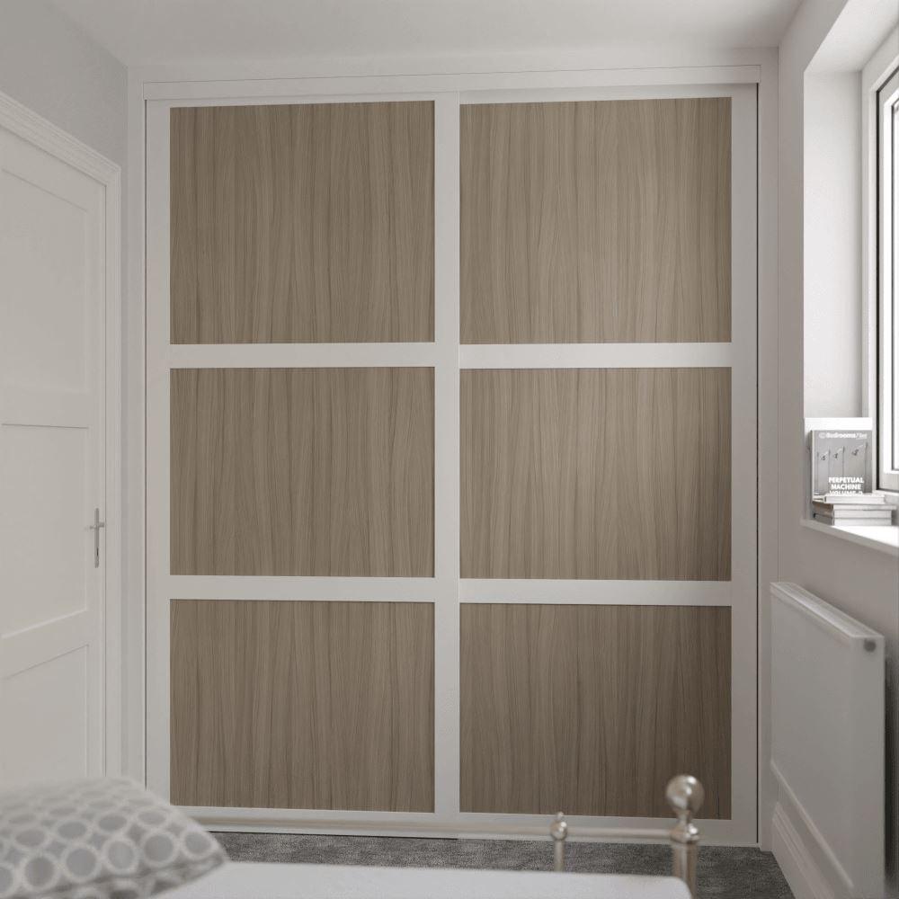 Shaker Sliding Wardrobe Door Kit Shorewood 2 - Door with White Frame - Bedrooms Plus