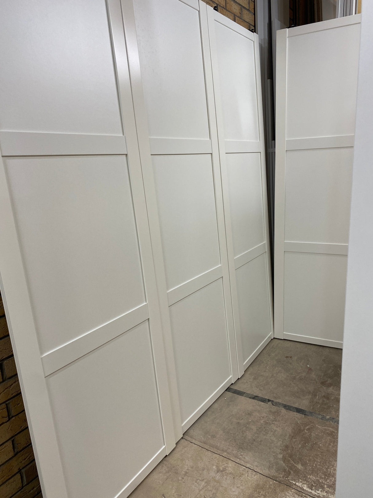 Shaker White Wood Sliding Door Wardrobe Kit 4 Panel - Bedrooms Plus